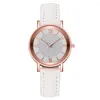 Relógios de pulso relógios de luxo para mulheres vintage pulseira de couro senhoras relógio de aço inoxidável dial casual bracele montre femme strass 2023