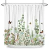 Duschvorhänge, grüne Eukalyptusblätter, Duschvorhänge, Aquarell, Boho-Blumenmuster, wasserdicht, Morden, Badezimmer, Badewanne, Vorhang, Raumdekoration mit Haken 230831