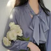 Camicette da donna Autunno Chiffon Maniche lunghe Formale Office Lady Elegante camicia con fiocco grande Bae Suzy Stesso stile