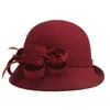 Breite Krempe Hüte Eimer Lady Chic Blume Asymmetrische Cloche Cap Frauen 100 Wollfilz Fedora 230830