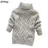 Pullover PHILOLOGY 2T-8T pure color winter boy girl kid thick Knitted bottoming turtleneck shirts solid high collar pullover sweater 230830