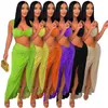 Vestidos de trabalho Wishyear Sexy Holiday Férias Outfits Strapless Crop Top High Split Long Saia Festa Mulheres Duas Peças Conjuntos de Correspondência Outfit 2023