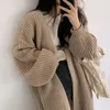 Kvinnors stickor Tees Cardigan Sticked tröja Kvinnor 2023 Fashion Casual Loose Autumn Winter Warm Lantern Sleeve Long Knitwear Jacket Women '230830