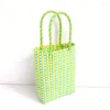 Evening Bags Plastic Thin Woven Rectangular Portable Small Bag Contrasting Color Handbag Shopping Po Summer Women's