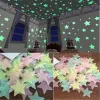 Autocollants muraux étoiles 3D qui brillent dans la nuit, autocollants muraux fluorescents lumineux pour enfants, chambre de bébé, décoration de plafond de maison, 831