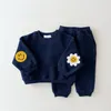 Clothing Sets Winter Warm Baby Girl Boy Clothes Set Embroidery Thicken Fleece Sweatshirt Pant Baby Boy Tracksuit Toddler Girl Clothes Korea 230830