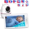 Baby monitors 7 "720p HD Split Screen Video Monitor Pan Tilt 4x Zoom Camera 2 Way Audio Night Vision No WiFi 4000mAh Batterij Lullaby Vox 230830