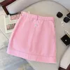 Skirts Pink White Denim Women Buttons Designer Shorts Skirt Bodycotn Pockets Patchwork Mini Streetwear Ofifce Lady Sweet