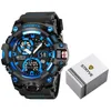 Zegarek zegarek marki zegarek dla mężczyzn Dual wyświetlacz LED Digital Analog Wristwatch Młodzież Stopnica Sport Elektroniczny kwarc Waterproof Waterproof Clock