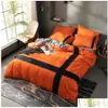 Conjuntos de ropa de cama Moda King Size Designer Set Ers PCS Carta Impreso Algodón Suave Edredón Edredón Er Luxury Queen Bed Sheet Drop Entrega