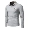 Polos masculinos homens polo camisa moda manga longa negócio social camisa masculina cor sólida botão para baixo colarinho trabalho branco preto tops tees 230830