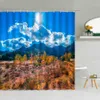 Shower Curtains Nature Landscape Watercolor Shower Curtain Forest River Mountain High Quality Bath Screen Bathroom Curtains With R230831