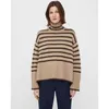 Maglioni da donna TOTEM ANNECY Maglione collo alto in lana Classic Stripe Splice Maglieria Slouchy Top Winter 230831