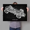 抽象車部品青写真ポスターカーエンジンモーターキャンバス絵画印刷壁アートポスターヴィンテージリビングボーイズベッドルームホームデコレーションウォール画像