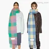 2023 Fashion Europe Latest Autumn and Winter Multi Color Thickened Plaid Scarf Ac with Extended Shawl Couple