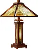 Table Lamps Tiffany Style Lamp Stained Glass Wood Base Desk Brown Reading Light NightLight Decor For Living Room Bedroom Home