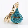 Porte-clés Longes 5 couleurs strass cristal par bouteille bijoux forme de goutte d'eau pendentif porte-clés cadeaux voiture sac à main porte-clés partie DH5OH