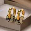 Charm White Natural Stone Donut Chunky Hoop Earring For Women Round Pärlor Hängande örhängen Travel Party Jewelry Gift 230830