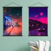 Pittura su tela Città Notte Anime Scena Vaporwave Auto Poster Immagini Stampa HD Arte della parete Casa Stile giapponese Soggiorno Camera da letto Decorazione Regalo Senza cornice Wo6