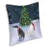 Kussen Whippet Sihthound Hond Cover 40x40 cm Home Decor Afdrukken Greyhound Kerstboom Gooi Case Voor Auto twee Side