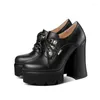 Sandaler 2023 Spring Thick Sole High Heel Pumpar Cow Leather Quality Short Boots True Shoes Storlek 34-39 Kvinnor