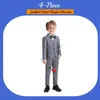 Luften Gray Formal Boy's 4 -Stice Suit Set For Kids 216 Years Blazer Coat Jacket Vest Pants inklusive Bowtie Matching Pantsuit For Kid 230927