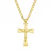 Solide 10k geel goud gevulde Jezus brede cross -charme grote hanger 5535mm met 24quot Miami Cuban Chain 6005mm7297571