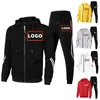 Men's Tracksuits Custom Autumn Men's Tracksuit Zipper Jacket Black Sweatpants Two Piece Set High Quality Male Jogging Outfits Sportswear 230831