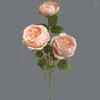 Dekorativa blommor 3 Head Austin Roses Artificial Wedding Home Decoration Fake Living Room Layout El Design Mariage