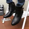 Botas tamanho 3947 homens moda alta corte sapatos casuais zip apontou toe tornozelo fivela formal microfibra couro 230831