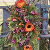 Decoratieve Bloemen Lente Zomer Kunstmatige Rode Geranium Krans Garland Nep Bloem Voor Deur Decoratie Home Decor Boerderij Cottage