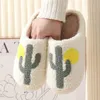 Pantofole Comode Casa Cactus Caldo Inverno Cotone Coppia Uomo Donna Scarpe con suola spessa Pantofola antiscivolo Taglie forti