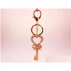 مفاتيح حبل الحبل اللطيف Crystal-Rhinestone Heart Bow Bow Key-keychain pendant chain Ring GifeKeychains Fier22 Drop Delivery Fashio dhuqz