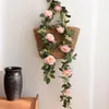 Flores decorativas artificial rosa videira plástico pendurado hera falso decoração de casa casamento decoração de parede mariage fausse plante