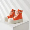 Sapatos simples de cor doce, laranja, cano alto, série personalizada, cadarços grossos, sapatos de moda para casal