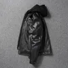 Couro masculino falso removível jaqueta com capuz masculino casaco de couro genuíno fino motociclista roupas dos homens inverno veste cuire homme 230831