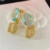 2024-Clear Diamond Designer Studs Women Rhinestone Letter Oordoppervlak Crystal Gold Hoop Oorrings met doos