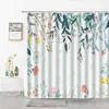 Cortinas de chuveiro pintadas à mão plantas e flores estampadas florais cortinas de chuveiro de fibra cortina de banheiro casa decoração de banheiro tela de banho R230831
