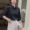 Blusas femininas chiffon blusa moda elegantes roupas femininas escritório senhoras topos listrado preto quartered camisas de manga curta
