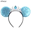 Hair Accessories 10Pcs Wholesale Glitter Crown Hairband Girls Princess Party Head Wear Sequins Mouse Ears Bow Headband Kids Hair Accessories 230830