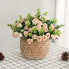 Fleurs décoratives 2 paquets de Roses artificielles d'eucalyptus blanc fausse fleur pour la décoration de Table de fête de mariage Bouquets de décoration de maison