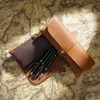 Pencil Bags Leather Pencil Case School Office Stationery Vintage Pen Bag Boys Girls Desk Storage Box Travel Outside Accessories Unisex HKD230831