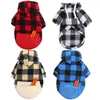 Vêtements pour chiens Mode Sweat à capuche à carreaux Pull doux et chaud avec poche à capuche Manteau d'hiver Vêtements pour animaux de compagnie par temps froid pour grand