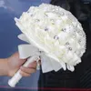 Декоративные цветы, сделанные вручную, искусственный цветочный букет свадебный декор с кристаллами 15 см 18 см 21 см 24 см может