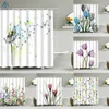 Shower Curtains Flower Dandelion Red Rose Small Fresh Shower Curtains Bathroom Curtain Frabic Waterproof Polyester Bathroom Curtain with Hooks 230831