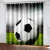 Gardin 3D Childern Boy White Football Soccer Kids 2 Pieces Thin Drapes Darking Window For Living Room Bedroom Home Decor Hook