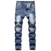 Jeans pour hommes Slim Fit Droit Moto Biker Mode Nostalgie Rétro Pantalon Plissé Avec Fermeture À Glissière Déco 42