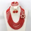 Ensemble collier et boucles d'oreilles, fabuleux bijoux de Costume africain, perles de cristal, mariage nigérian, AJS041