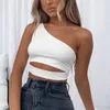 Aktywne koszule Summer Sexy Crop Top Fitness Kobiety Modka Hollow Out Out Tank Gym Casual Corset Knitte T-shirt żeńskie ubrania czarne