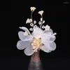 Haarspeldjes Witte Bloem Garen Tiara Pins Parels Hoofddeksel Haarspelden Er Vrouwen Sieraden Bruiloft Bruids Accessoires